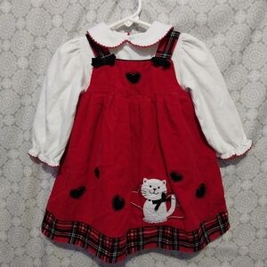 Adorable Christmas Vintage Red Baby Girl Dress